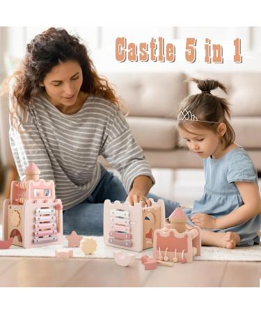 Motor Cubes Wooden Toy - 5-in-1 Lock Activity Center for Babies | Montessori Motor Skills Toy | Perfect Birthday Gift for Girls in Pink - Buy Online on GoSupps.com