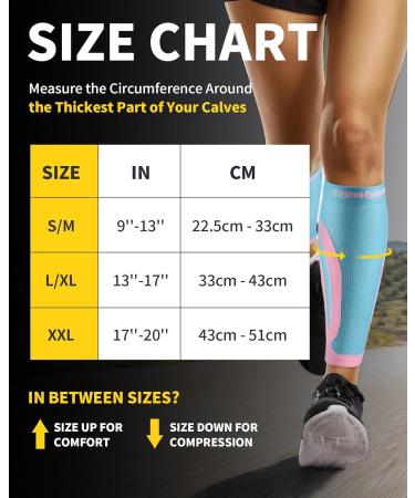 Cambivo Calf Bandage & Compression Socks for Men & Women - Sports Support Stockings for Running Football & Swelling Relief - S-M Blue/Pink - Buy Online on GoSupps.com