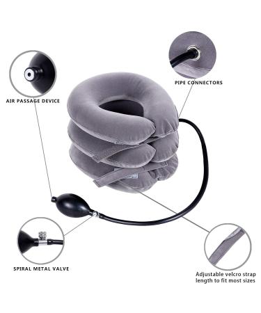 RUNZI Inflatable Cervical Neck Traction Device for Chronic Pain Relief - Grey - Buy Online on GoSupps.com