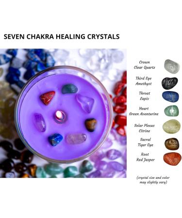 Rainbow Chakra Crystal Candle 14 oz | Healing Candles with Crystals for Positive Energy & Cleansing | Spiritual Candles - Citronella Scent - Buy Online on GoSupps.com