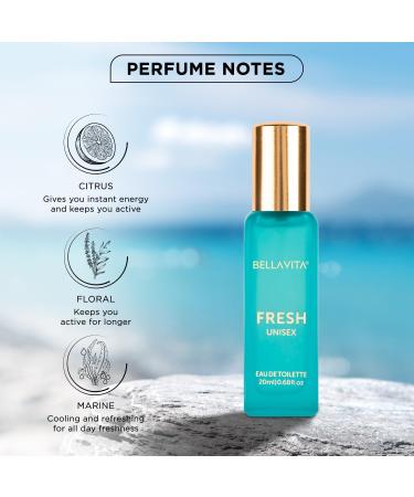 Be'llaVita Luxury FRESH Unisex Eau De Toilette Perfume with Bergamot Lavender Ylang Ylang | Premium Fragrance for Men & Women 20ML - Buy Online on GoSupps.com