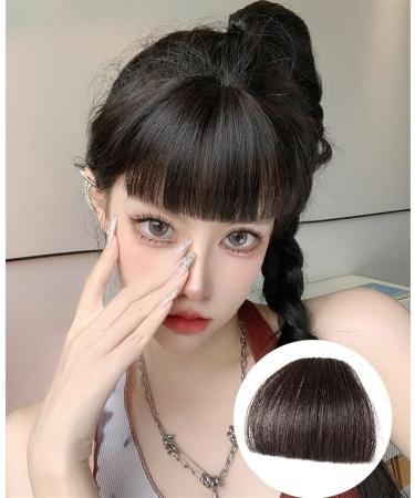 Bangs Hair Clip Natural Synthetic Hair Flat Bangs/Fringe Mini Fake Hair Bangs Fashion One Pieces Clip-in Air Bangs Hair Extension For Women Bangs Clip in Hair (Color : Black brown) - Buy Online on GoSupps.com