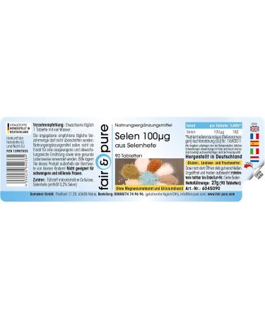 Fair & Pure - Selenium 100 g from selenium yeast - vegan - 90 tablets - Buy Online on GoSupps.com
