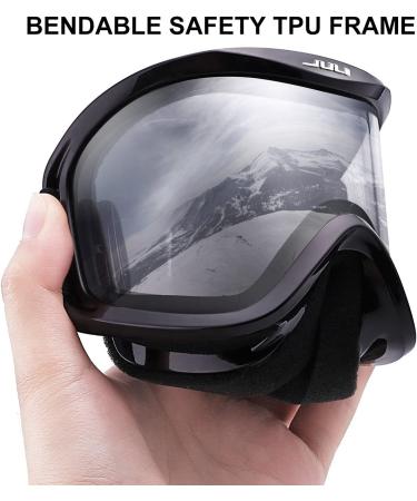 Juli Ski Goggles - Black Frame with Clear Lens (VLT 83%) for Men and Women - Ideal for Snowboarding, Skiing, Snowmobiling, and Skating - Adults - Buy Online on GoSupps.com