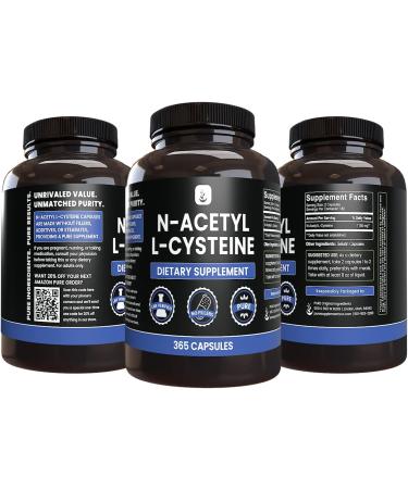 Buy PURE ORIGINAL INGREDIENTS N-Acetyl L-Cysteine 365 Capsules | No Fillers Lab Verified International Shipping Available - Buy Online on GoSupps.com