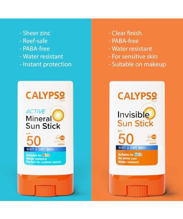 Calypso Invisible Sun Stick SPF50 Sun Protection for Wet and Dry Skin 15g - Buy Online on GoSupps.com