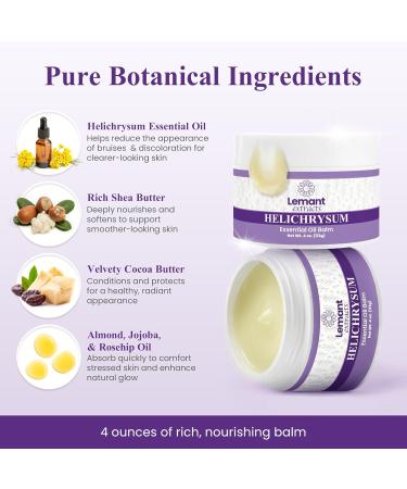 Lemant Extracts Helichrysum Balm (4 oz) Triple Strength Helichrysum Essential Oil Salve to Reduce Bruising Calm Redness & Support Skin Vitality (Includes One 4 oz Jar) - Buy Online on GoSupps.com
