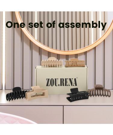 Zou.rena Hair Claw Clips for Women & Girls - 8-Piece Set Perfect for Short Thin & Long Thick Hair 3.35-3.5 Inches Strong Hold Neutral Colors - Buy Online on GoSupps.com