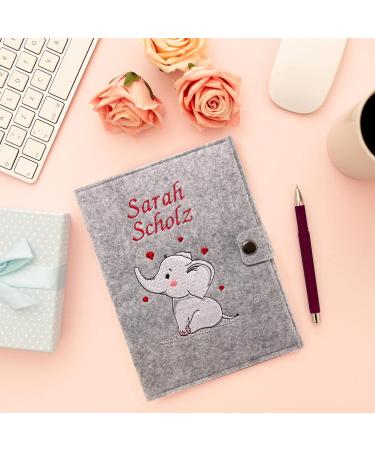 Cozy Racoon Personalized Elephant Mutterpass Cover | Felt Made in Germany | Ideal Gift for Pregnant Mothers with Pockets for Insurance & Ultrasound Images - Buy Online on GoSupps.com