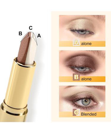 Boobeen Glitter Eyeshadow Stick - Double Color Smooth Creamy Pigmented Eye Shadow Pencil - Shimmer Gradient Shades for Stunning Eyes - Buy Online on GoSupps.com