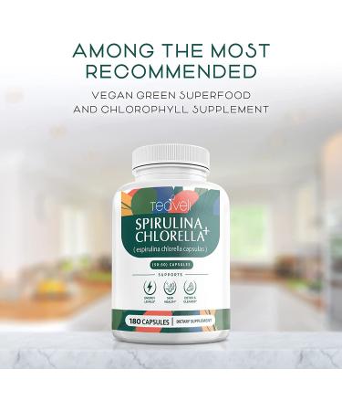 Organic Spirulina and Chlorella Capsules for Powerful Detox and Energy Boost - 180 Pills - Buy Online on GoSupps.com