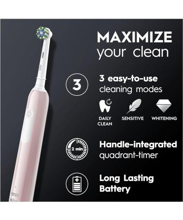 Oral-B Pro 1 Electric Toothbrush for Adults | 3D Cleaning | Christmas Gift | Gum Pressure Control | Pink Color | 2 Pin UK Plug - Buy Online on GoSupps.com