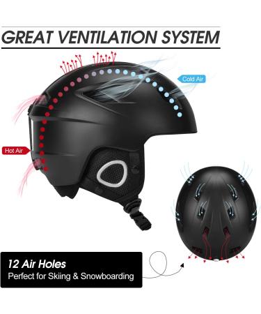 Odoland Snow Ski Helmet and Goggles Set - Sports Protective Gear for Skiing and Snowboarding - Black - Size S (21-22''/54-56cm) - Buy Online on GoSupps.com