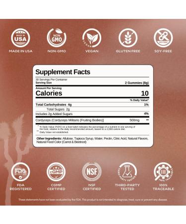 MYCL Spark Cordyceps Mushroom Gummies | 500mg Cordyceps Fruiting Bodies | Clean Energy and Endurance Support | Vegan Gluten-Free | Desert Pear Flavor | 60 Gummies - Buy Online on GoSupps.com