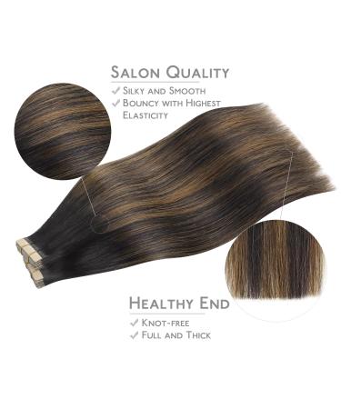 Buy If-of-Hearted Real Hair Tape Extensions | 40pcs 100g 40cm Balayage Natural Black to Chestnut Brown - Invisible & Seamless - Buy Online on GoSupps.com