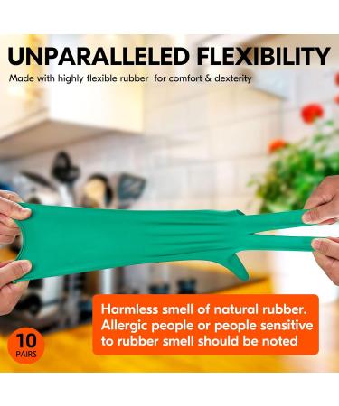 VGO 10 Pairs Extra Thick Reusable Household Gloves Long Sleeve Rubber Tableware Gloves for Kitchen Cleaning Painting Gardening & Pet Care - Size L Dark Green - Buy Online on GoSupps.com