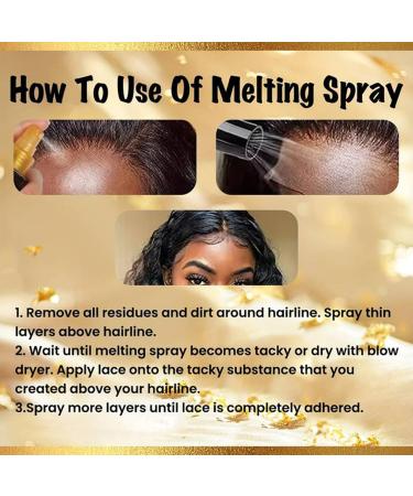 Lace Melting Spray for Wigs - Lace Glue Spray - Wig Glue Lace Front - Strong Hold Invisible Bonding Adhesive Hair Glue - Waterproof Latex-Free & Oil-Resistant Hair Extension Glue - 120ml - Buy Online on GoSupps.com