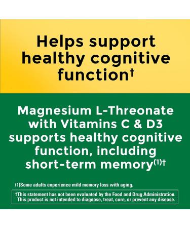Nature Made Magnesium L-Threonate with Vitamin C & D3 | Cognitive Support Supplement | 90 Capsules - Buy Online on GoSupps.com