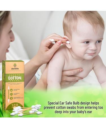 Biodegradable Bamboo Cotton Swabs for Babies | Safe Organic Ear Cleaning & Makeup | Eco-Friendly 100pcs Pack - Buy Online on GoSupps.com