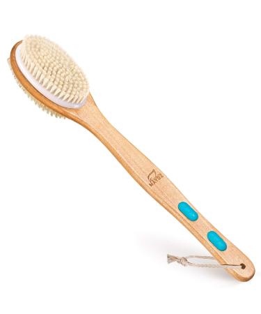 Back Brush Long Handle For Shower - Soft And Firm Double Sided Exfoliating Bath Body Scrub Brush for Men And Women - Use Back Showering Scrubber Wet For Washing/Scrubbing - Use Dry For Exfoliation