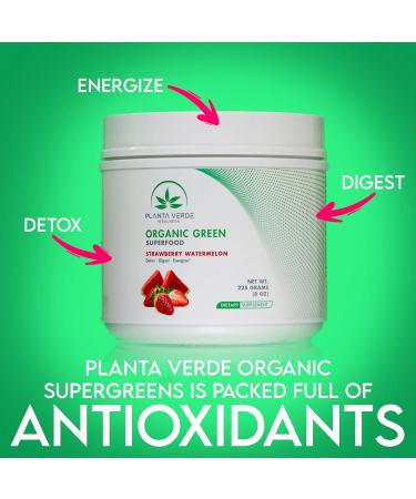 Organic Green Superfood Powder - Strawberry Watermelon Flavor for Detox & Energy Boost (30 Servings) - Buy Online on GoSupps.com