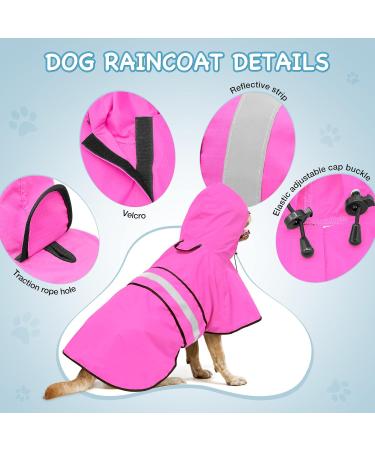 Buy Weesiber Reflective Waterproof Dog Raincoat - Adjustable Pet Jacket Light Poncho with Hood for Small to Large Dogs & Puppies (Medium Pink) - Buy Online on GoSupps.com