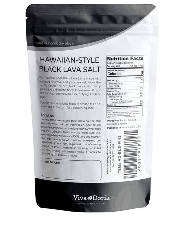 Viva Doria Hawaiian Black Lava Sea Salt Fine Grain - 2 lb (907 g) Pack of 1 - Buy Online on GoSupps.com