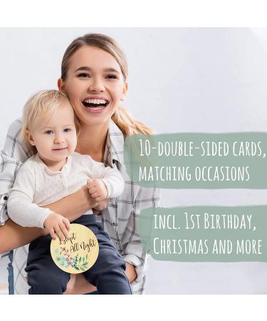 Baby Monthly Milestone Cards - Reversible Wooden Discs for Newborn Photography - Includes Announcement & Hello World Sign - Buy Online on GoSupps.com