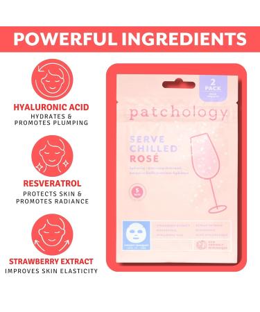 Buy Patchology Serve Chilled Ros Facial Sheet Mask Hydrating & Soothing Skincare with Hyaluronic Acid for Glowing Skin - 2 Pairs | International Shipping - Buy Online on GoSupps.com