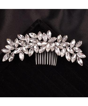 Chargances Bride Silver Crystal Hair Comb Wedding Rhinestone Comb Fashion Handmade Hair Accessory Dainty Head Piece for Women Bridesmaid Girls (Silver) - Buy Online on GoSupps.com