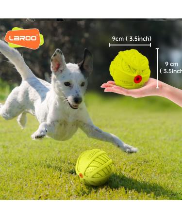 Laroo Durable Natural Rubber Dog Ball | Squeaker Toy for Small & Large Dogs | 9cm Green Dog Football - Buy Online on GoSupps.com