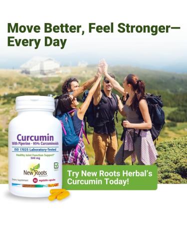 NEW ROOTS HERBAL Turmeric Curcumin Supplement 500mg with Black Pepper Extract - 20x Better Absorption | Coumarin Capsules with 95% Curcuminoids & 95% Piperine (90 Veg Capsules) Unflavored - Buy Online on GoSupps.com
