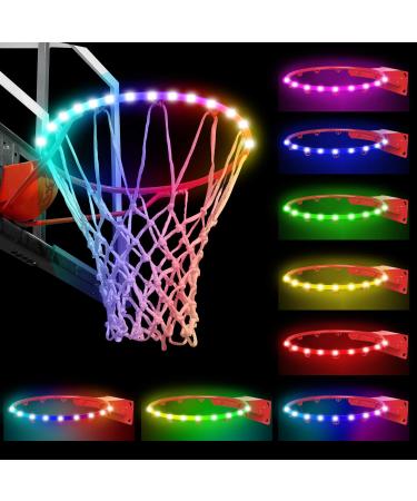 Gute LED Basketball Hoop Lights,Remote Control Basketball Rim Led Light,8 Models Solar Light,Glow-in-Dark,Waterproof,Super Bright String,Ideal for Kids,Adults Playing at Night Outdoors Indoors