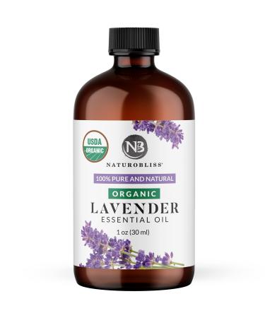 NaturoBliss Organic Lavender Essential Oil 100% Pure Therapeutic Grade Premium Quality Lavender Oil 1 fl. Oz / 30 ml - Perfect for Aromatherapy and Relaxation (Lavender 30ml) Lavender 1 Fl Oz (Pack of 1)