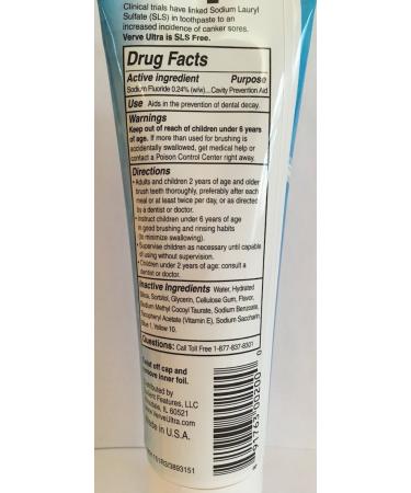 Verve Ultra SLS-Free Toothpaste with Fluoride 4.5 oz. (Pack of 4) - Dental Care Essentials - Buy Online on GoSupps.com