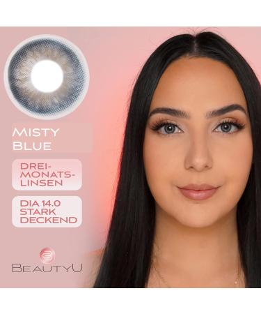 Beautyu Natural Color Lenses - Soft Colored Contact Lenses (Misty Blue) with Case & Tweezers | International Shipping Available - Buy Online on GoSupps.com