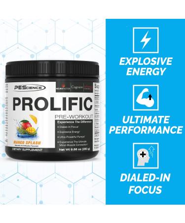 GoSupps.com - PEScience Prolific Pre-Workout Mango Splash 9.88 oz (280 g) - Buy Online on GoSupps.com