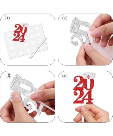18pcs Red Glitter Dessert Cupcake Topper Congrats Nurse Theme Decorations Boys Girls 2024 College Graduation Party Decor Supplies - Buy Online on GoSupps.com