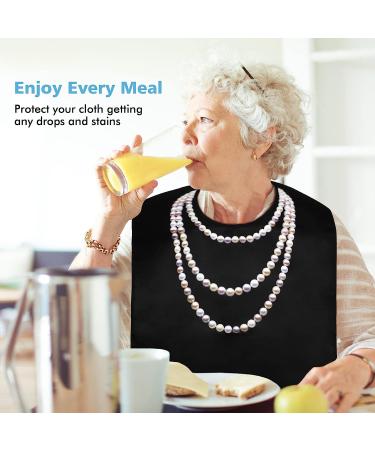 LoLosue 3Pcs Women's Elderly Reusable Adult Bibs | Waterproof Mealtime Protectors with Crumb Catcher & Necklace Design - Buy Online on GoSupps.com