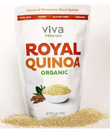 Viva Naturals Organic Quinoa - 100% Royal Bolivian Whole Grain (4 lbs) - Premium Superfood - Buy Online on GoSupps.com