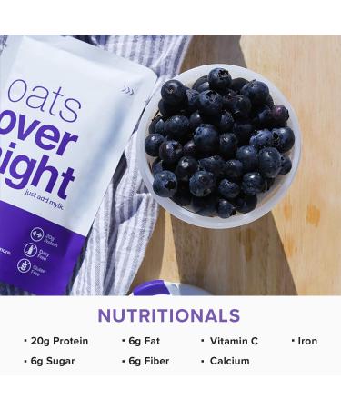 Oats Overnight Blueberry Cobbler Shake - Dairy Free, High Protein, Low Sugar Breakfast - Gluten Free, High Fiber, Non GMO Oatmeal - 8 Pack - Buy Online on GoSupps.com