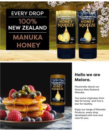 Melora 100% Pure Manuka Honey Squeeze Bottles (Blueberry) - Certified & Delicious - Buy Online on GoSupps.com