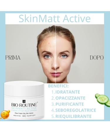  BIO ROUTINE SkinMatt Active Moisturising Face Cream for Oily Skin Mattifying Purifying and Regulating Sebum Production Offering Balanced and Blemish Free Fresh Skin 50 ml Even Combination Skin - Buy Online on GoSupps.com