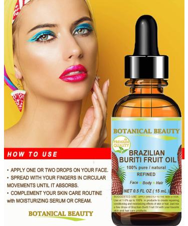 Buriti Fruit Oil Brazilian 100% Pure Refined Cold Pressed Carrier Oil - 0.5 fl oz - Rich in Vitamin A, E, and C - For Face, Body, Hair, Lips, and Nails - From Amazon - Buy Online on GoSupps.com
