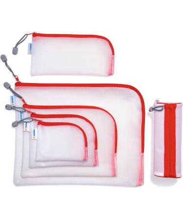 HERMA 20008 City Bag A5 - Transparent Red Zipper Lockable Cosmetic Bag for Makeup Fluids & Toothbrush - 26x20 cm Zip Pocket - Buy Online on GoSupps.com