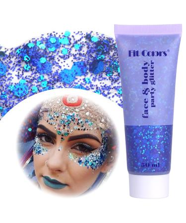Body Glitter Gel Festival Glitzer Face 50ml glitter Liquid Gel body glitter Festival Accessories Glitter for Make Up Cosmetic Festival Party DIY Nail Lips (Dark Blue)