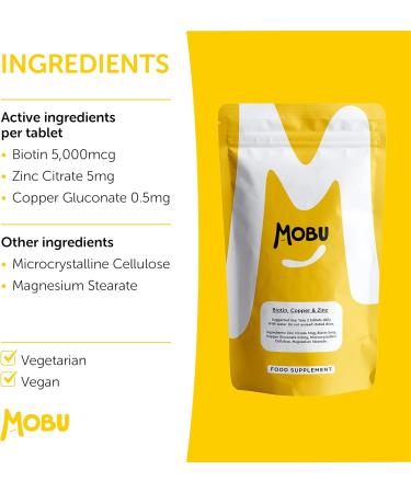 Biotin Hair Growth Supplement | 120 Tablets Enriched with Zinc & Selenium | Vegan Hair Skin and Nails Vitamins for Women & Men | MOBU UK - Buy Online on GoSupps.com