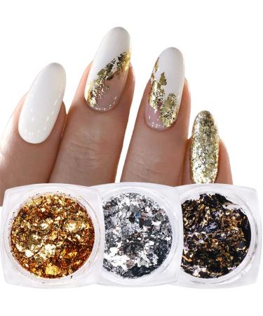 Holographic Glitter Nail Powder Kit - Gold/Silver Nail Art Foil Set - Buy Online on GoSupps.com