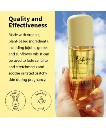 Life's Butter Body Oil - 100% Natural with Jojoba Sweet Almond Sunflower & Grapeseed Oils for Scars Stretchmarks Pregnancy Elasticity & Firming - Buy Online on GoSupps.com