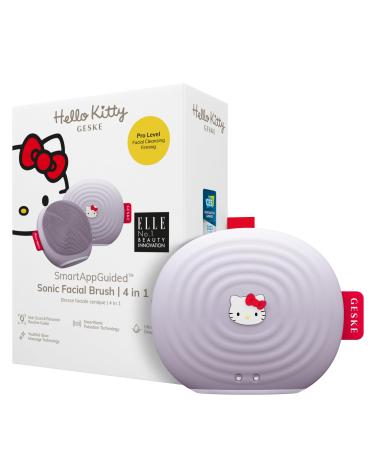 Geske x Hello Kitty |SmartAppGuided Sonic Facial Brush |4 in 1 |Electric facial cleaning brush |Cleaning brush |Face brush |Skin cleaning |Skincare |Gentle cleaning Hello Kitty Purple